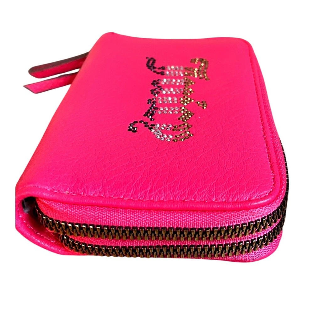 Juicy Couture Hot Pink Rhinestone Wallet Y2K McBling Ombre Crystal Zip Around - Picture 3 of 7